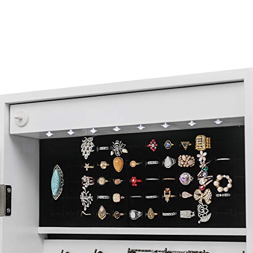 Jewelry Armoire Organizer with LED Lights and Full-Length Mirror D503