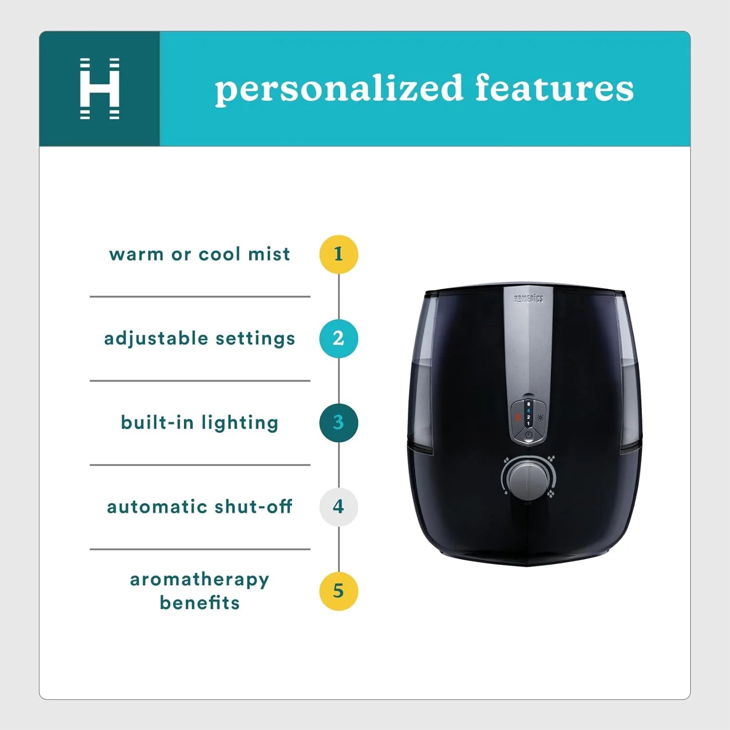 Ultrasonic Air Humidifier with Warm and Cool Mist, 5.3L Tank J8369