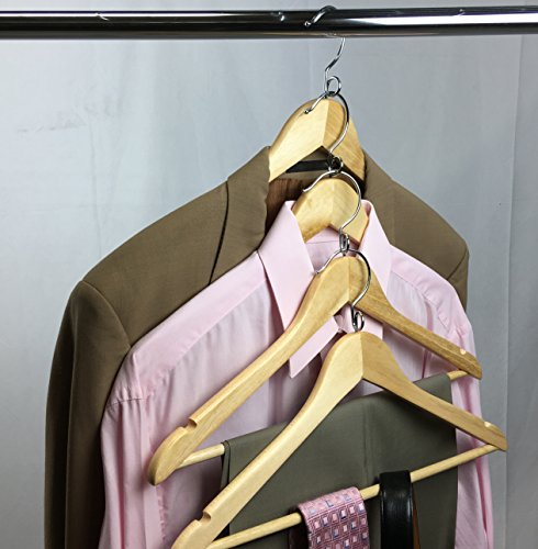 Wooden Hangers 50 Pack with Pants Bar and Shoulder Notches X361045