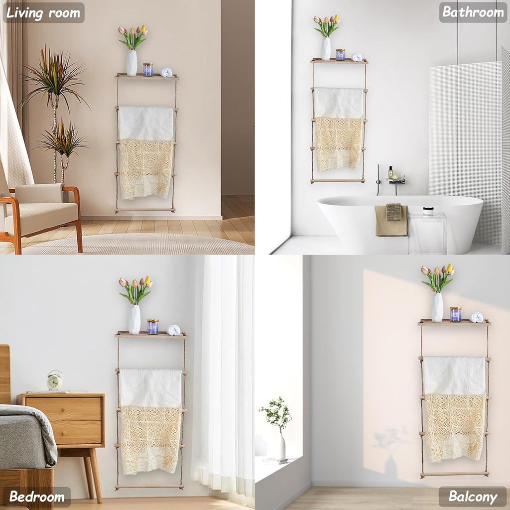 Wooden Blanket Ladder for Living Room, Bedroom, and Bathroom W177498
