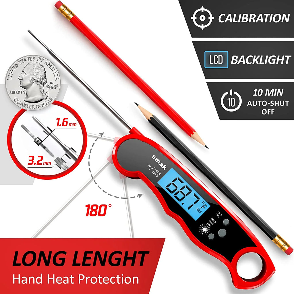 Instant Read Meat Thermometer with Backlight LCD for Cooking, BBQ, and Grilling G13863