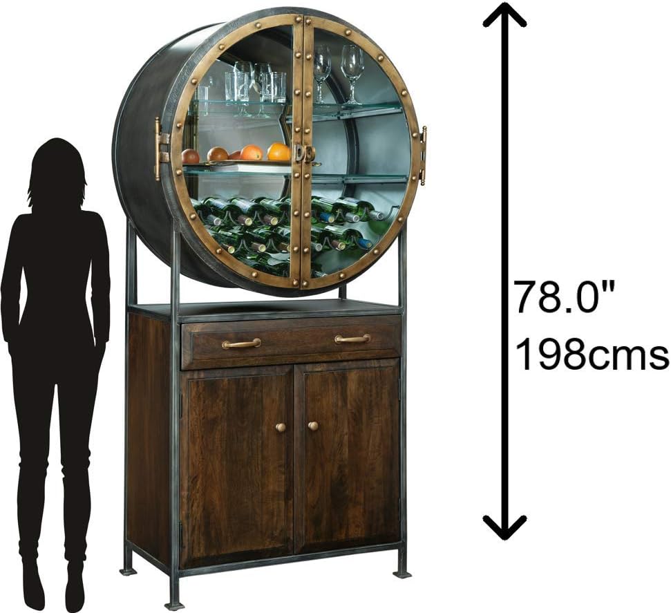 Wine & Bar Cabinet with Distressed Hardwood Storage R92481