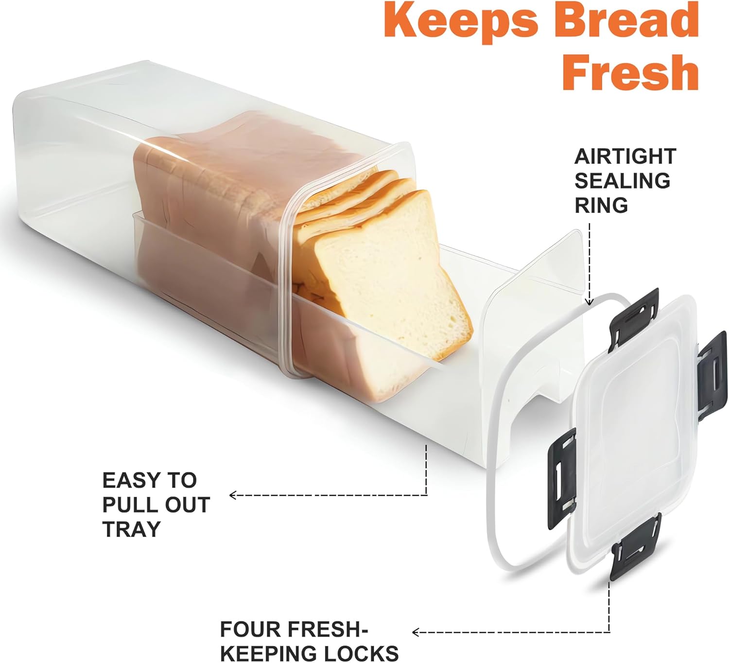 Bread Storage Container with Drawer Tray, Airtight Lid J2339