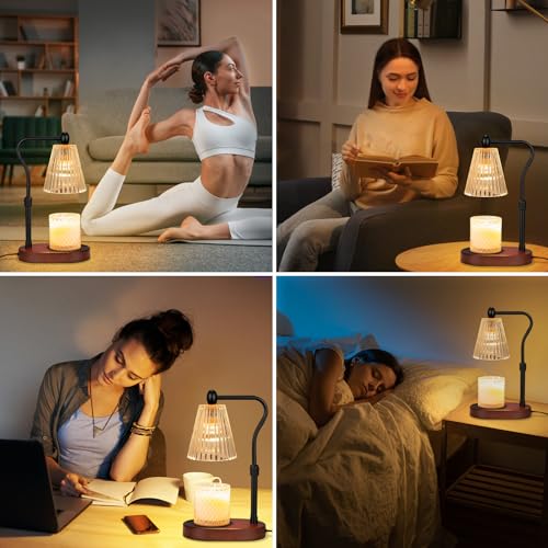 Candle Warmer Lamp with Timer and Dimmer, Adjustable Height, Electric Wax Melt Warmer with 2 Bulbs X245
