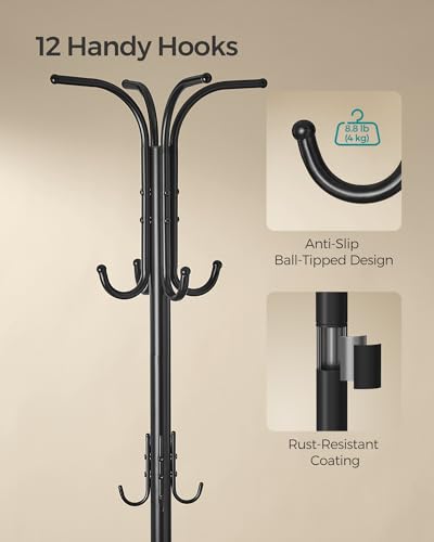 Freestanding Coat Rack with 12 Hooks and Umbrella Holder O45112