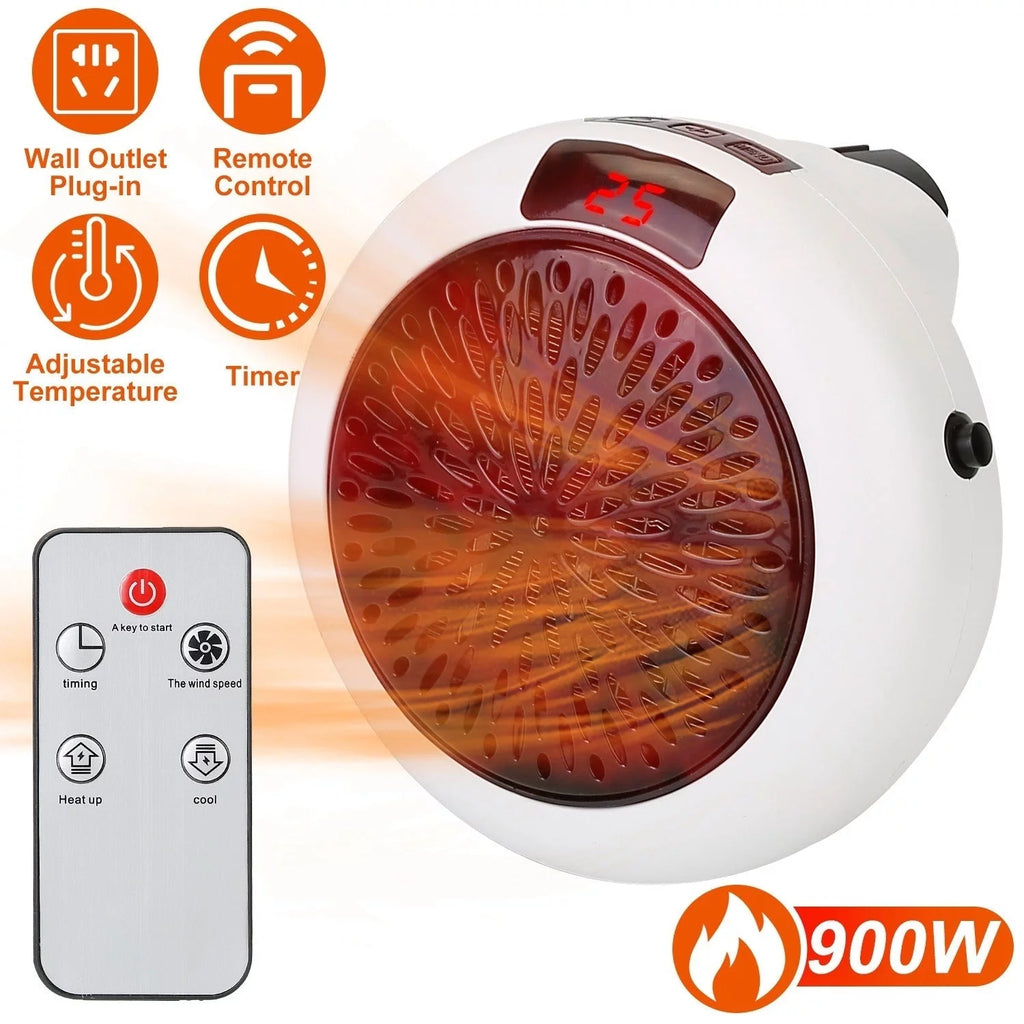Portable Space Heater Fan Wall Outlet Plug-in P9992