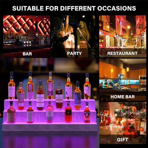 LED Lighted Liquor Shelves, 24 Inch Bar Bottle Display Shelf, Remote Control E947942