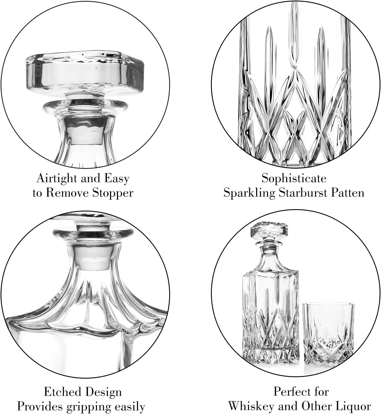 Whiskey Decanter with Glass Stopper, 25 oz Lead-Free Crystal G97008