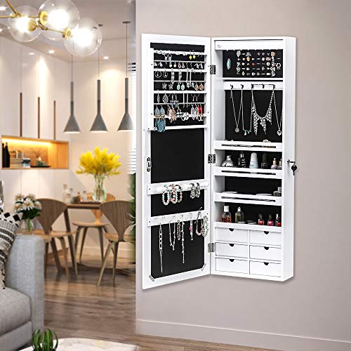 Jewelry Armoire Organizer with LED Lights and Full-Length Mirror D503