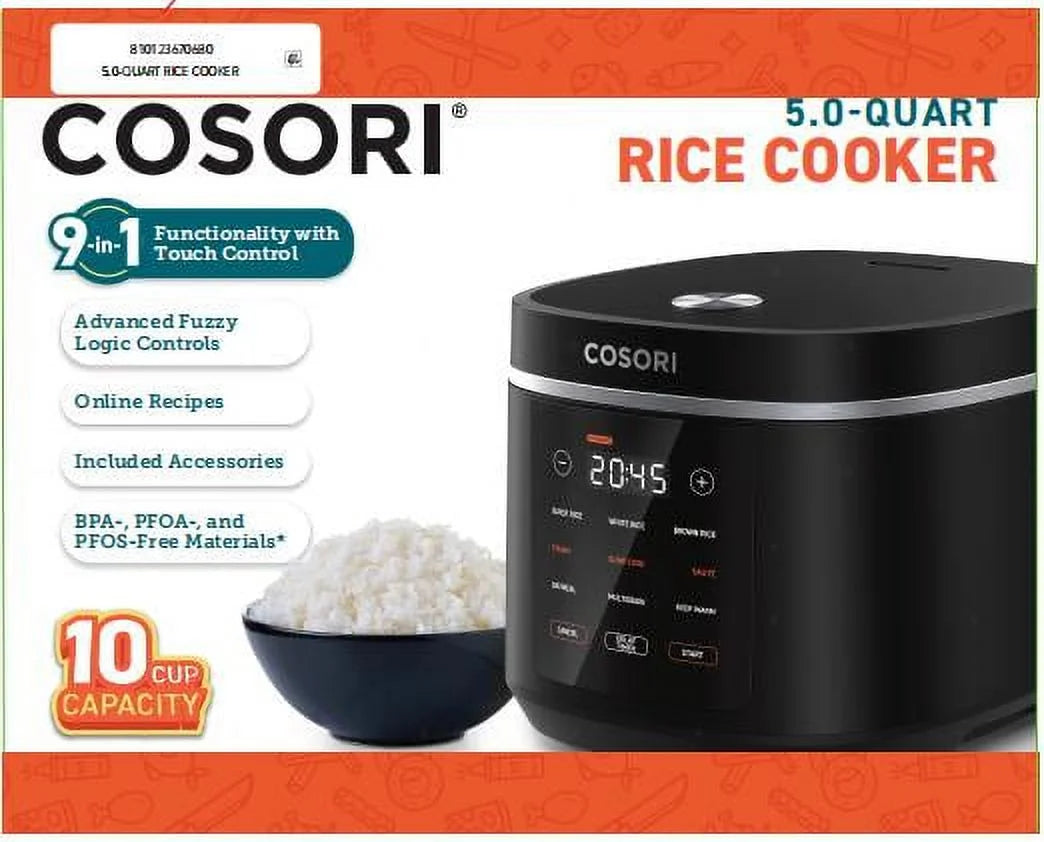 5.0-Quart Rice Cooker with 9 Cooking Functions and Touch Control H932