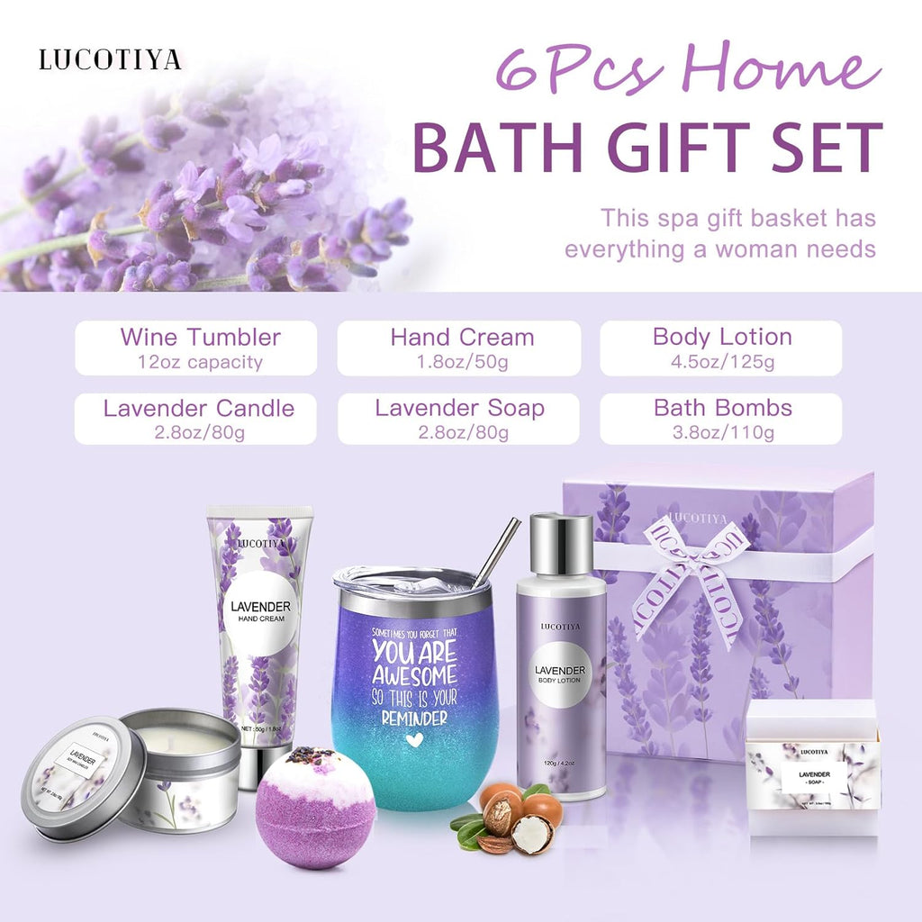 Spa Gift Basket for Women Lavender Bubble Bath Set I550