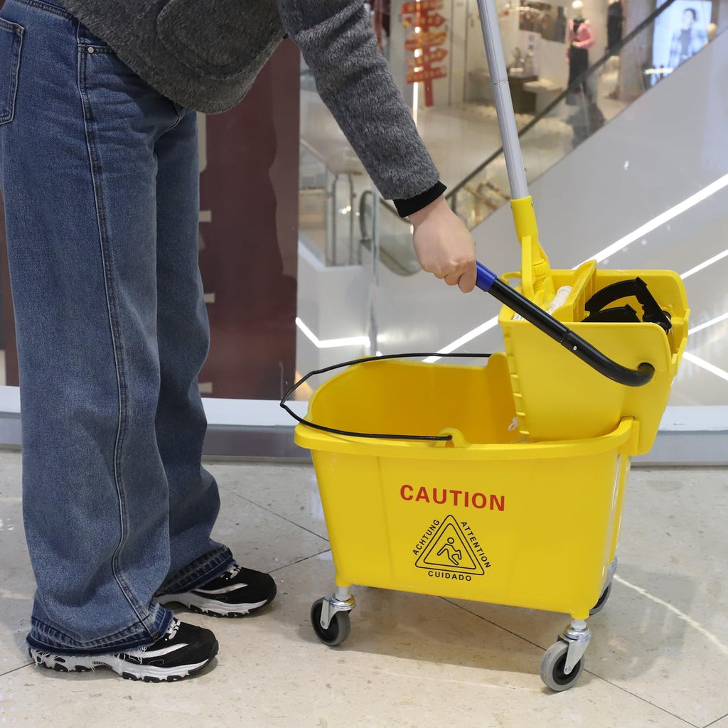 Mop Bucket with Side Press Wringer on Wheels, 35 Quart C9187