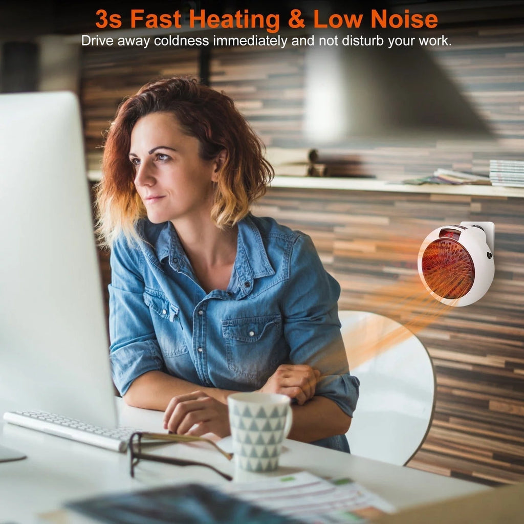 Portable Space Heater Fan Wall Outlet Plug-in P9992