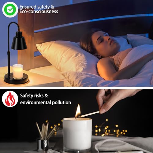Candle Warmer Lamp with Timer and Dimmer, Adjustable Metal, Black D58822