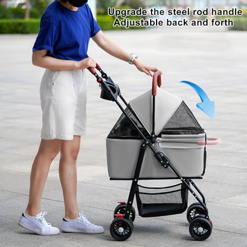 Pet Stroller for Small Dogs and Cats, Folding Travel Carrier with Cup Holder I8085