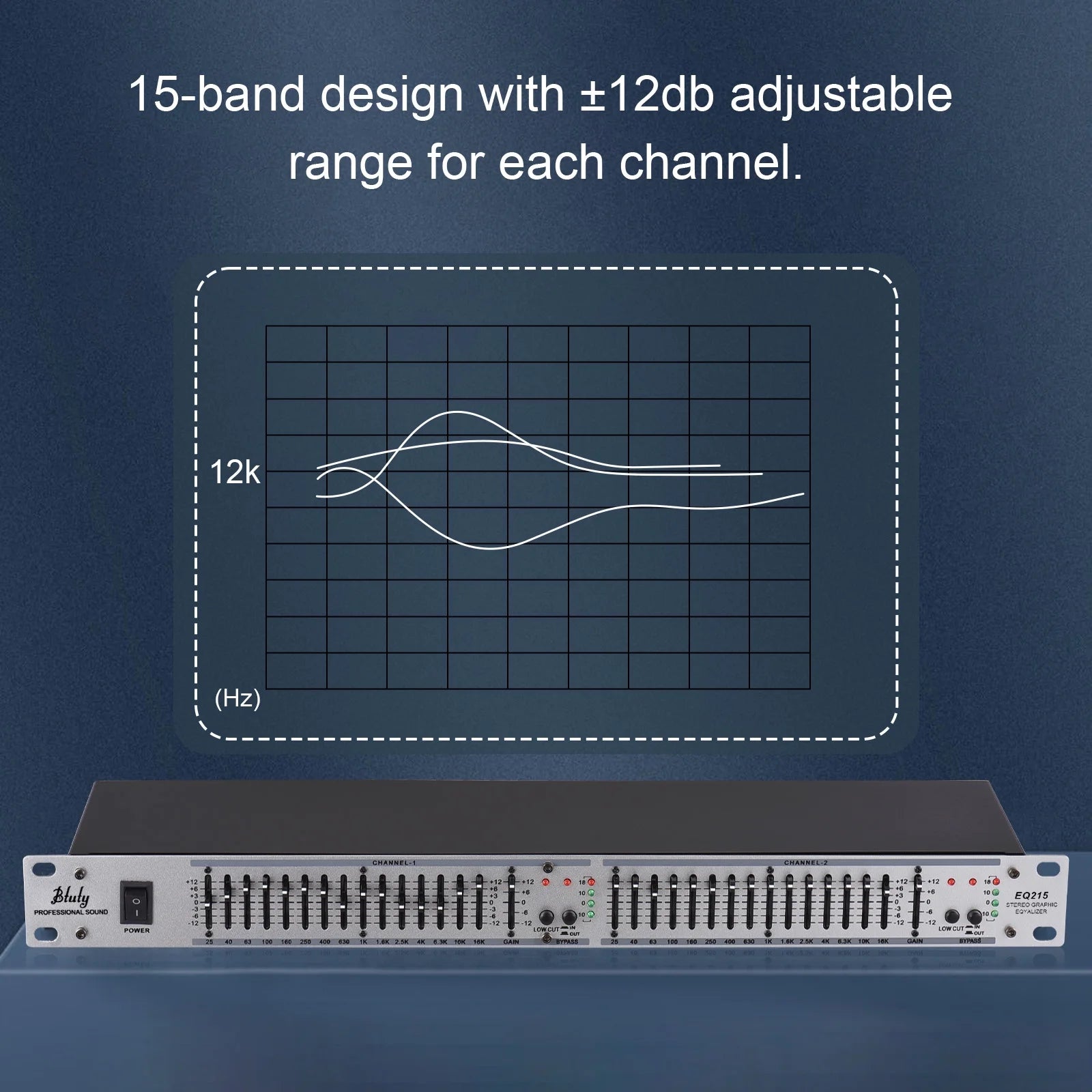 Dual Channel 15-Band Graphic Equalizer, 1U Rack Mount J604