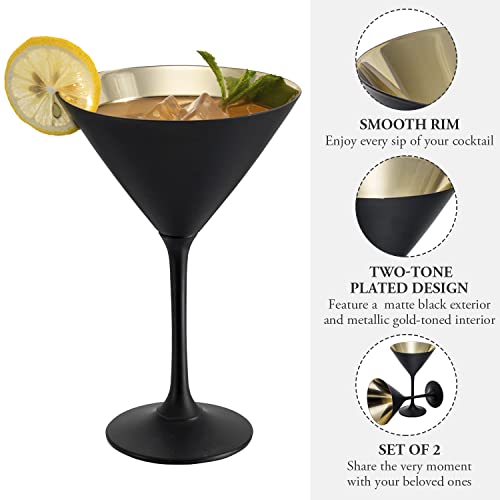 8 Ounce Copper Tone Martini Glasses, Set of 2 O84939