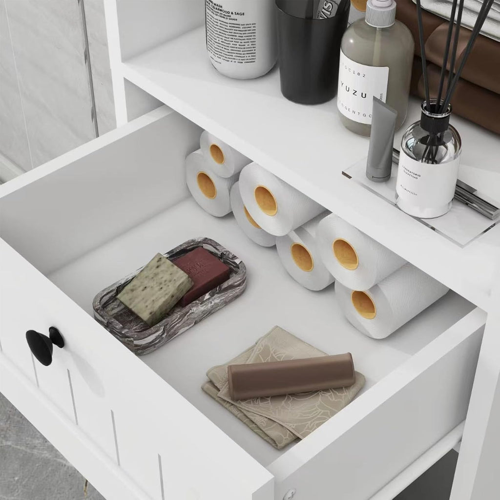 Laundry Sorter Cabinet with Tilt-Out Basket Drawer, White E15416