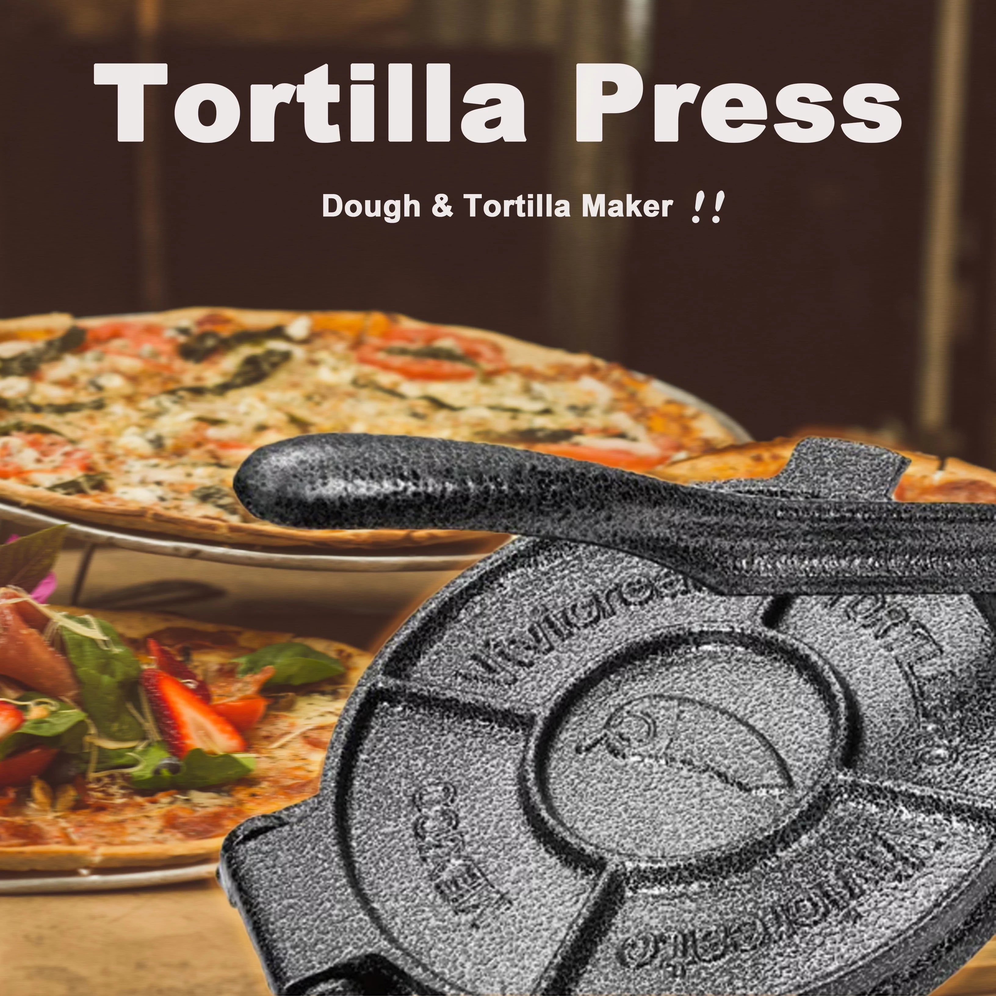 Tortilla Press 7.5 Inch, Dough Press for Flour Tortillas, Grey Q7784