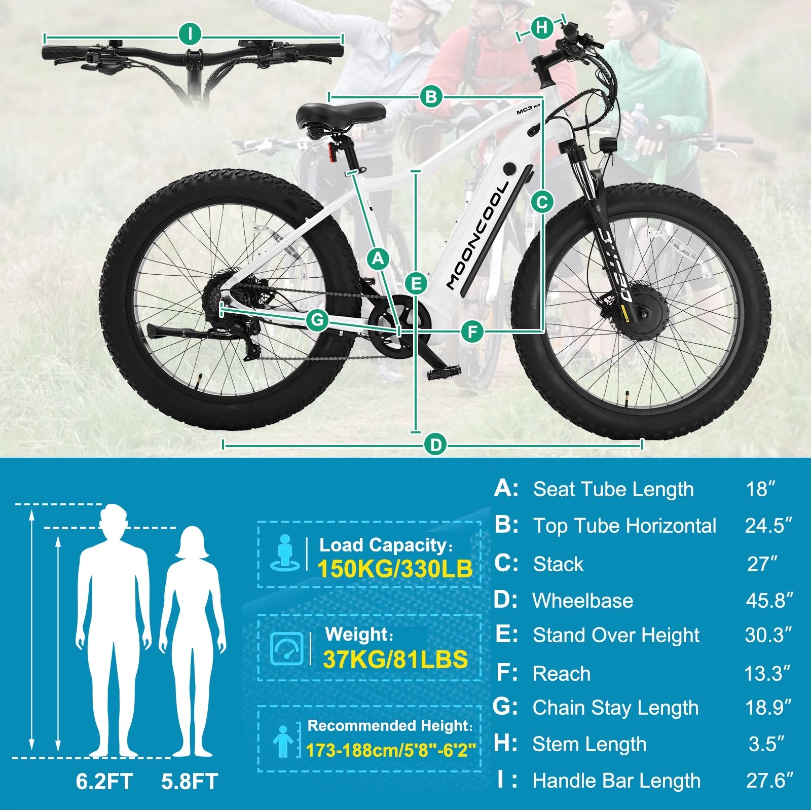 Electric Bike for Adults, 1000W Dual Motor, 48V 15AH, 26" Fat Tire, 7-Speed B11772