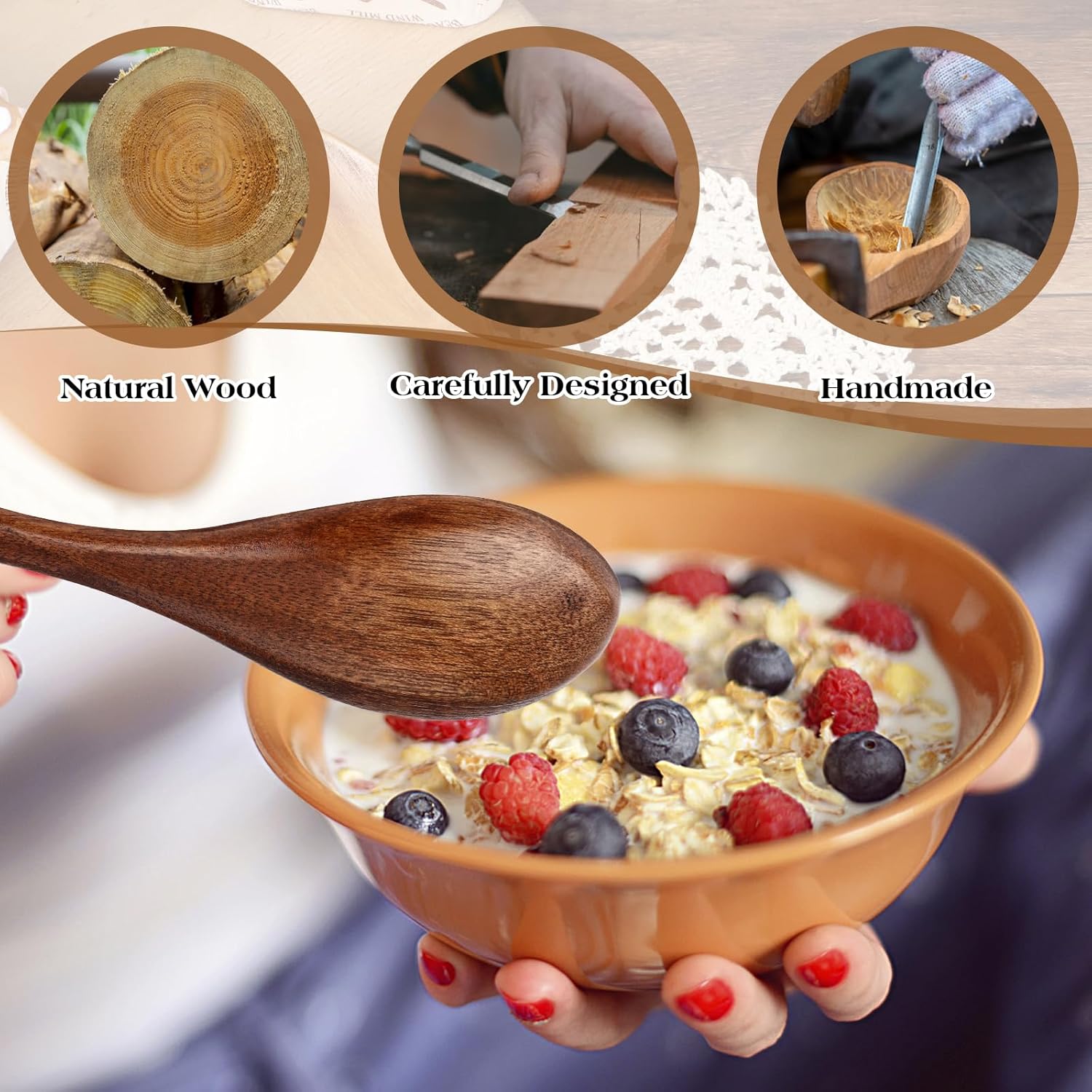 Small Wooden Spoons for Cooking, Soup, Tea and Coffee I898