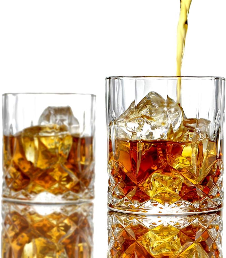 Italian Crafted Glass Whiskey Decanter Set with 4 Old Fashioned Glasses M73354