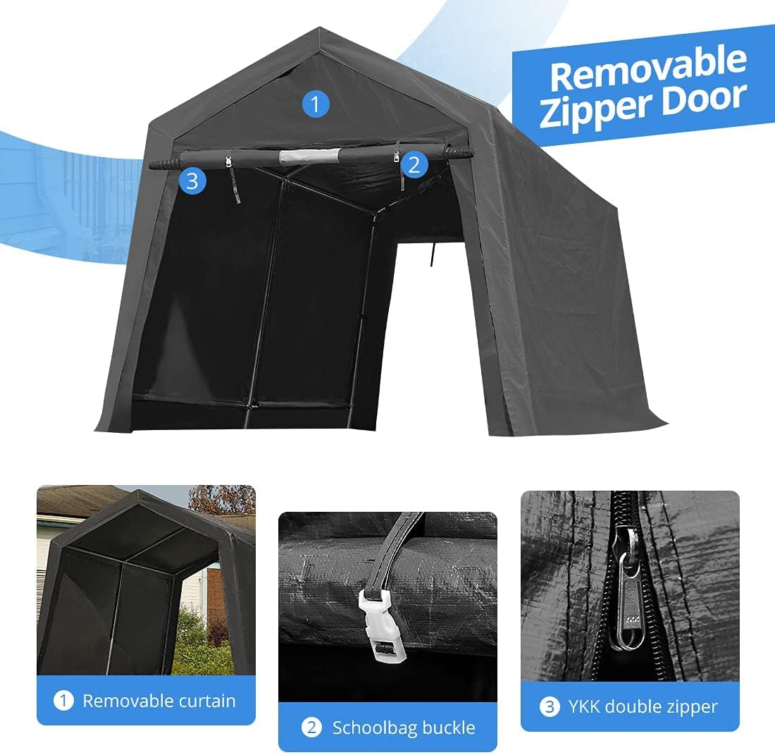 10x10 ft Heavy Duty Portable Canopy Shelter Shed with Roll up Zipper Doors A63834