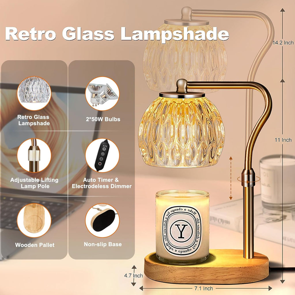 Candle Warmer Lamp with Timer, Dimmer, and Adjustable Height R1254