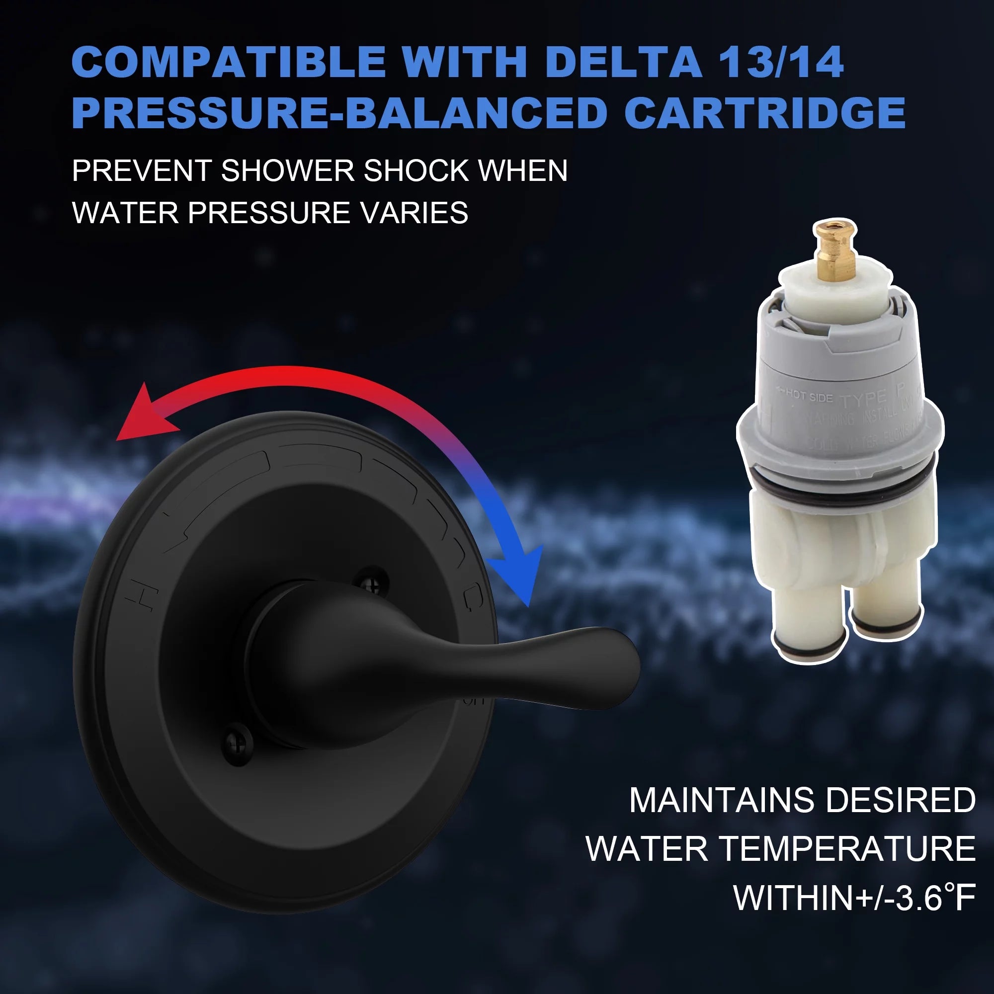 Shower Valve Trim Kit, Single-Function, Matte Black J2602