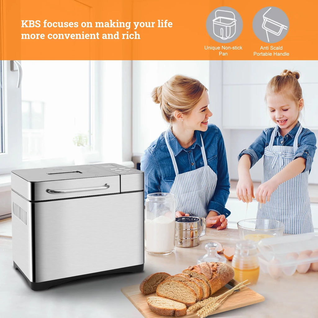 19-in-1 2LB Bread Maker Machine Fully Automatic LCD Display Stainless Steel A733