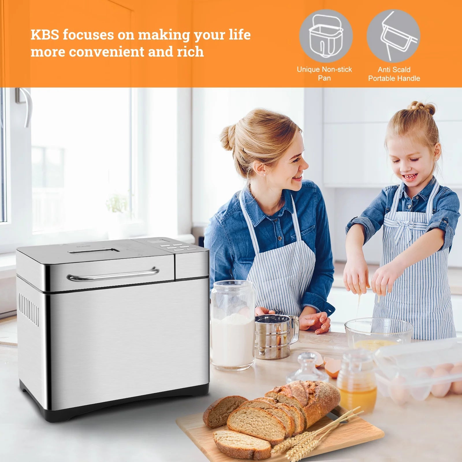 19-in-1 2LB Bread Maker Machine Fully Automatic LCD Display Stainless Steel A733