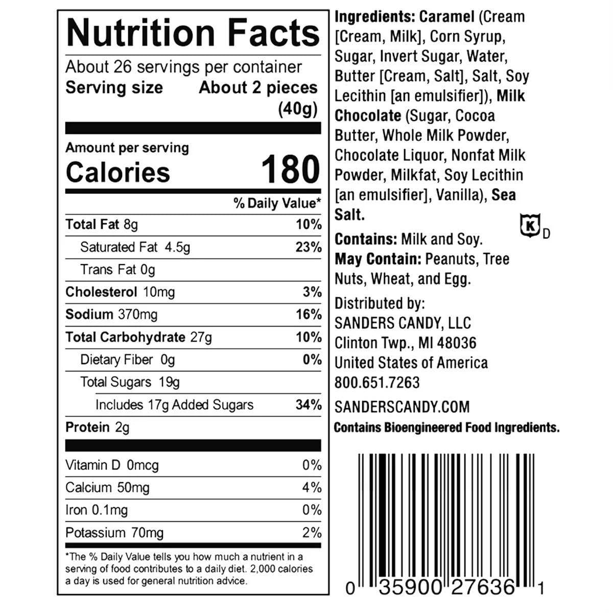Milk Chocolate Sea Salt Caramel Candy, 36 oz Q7468