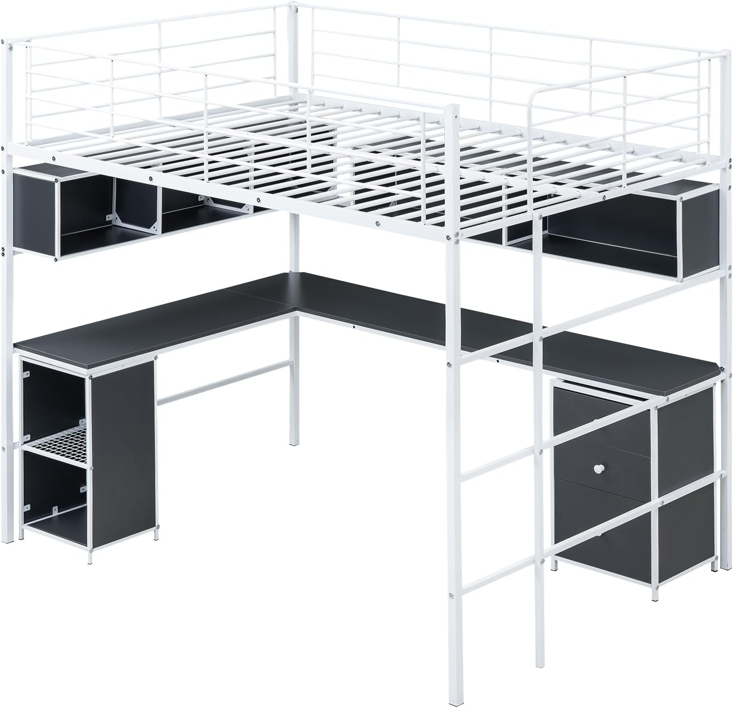 Full Loft Bed with Bookcase, Desk and Cabinet M769
