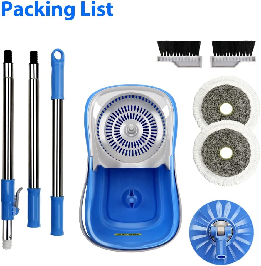 Spin Mop and Bucket with Wringer Set, Microfiber Floor Cleaning System for Hardwood Laminate K3917