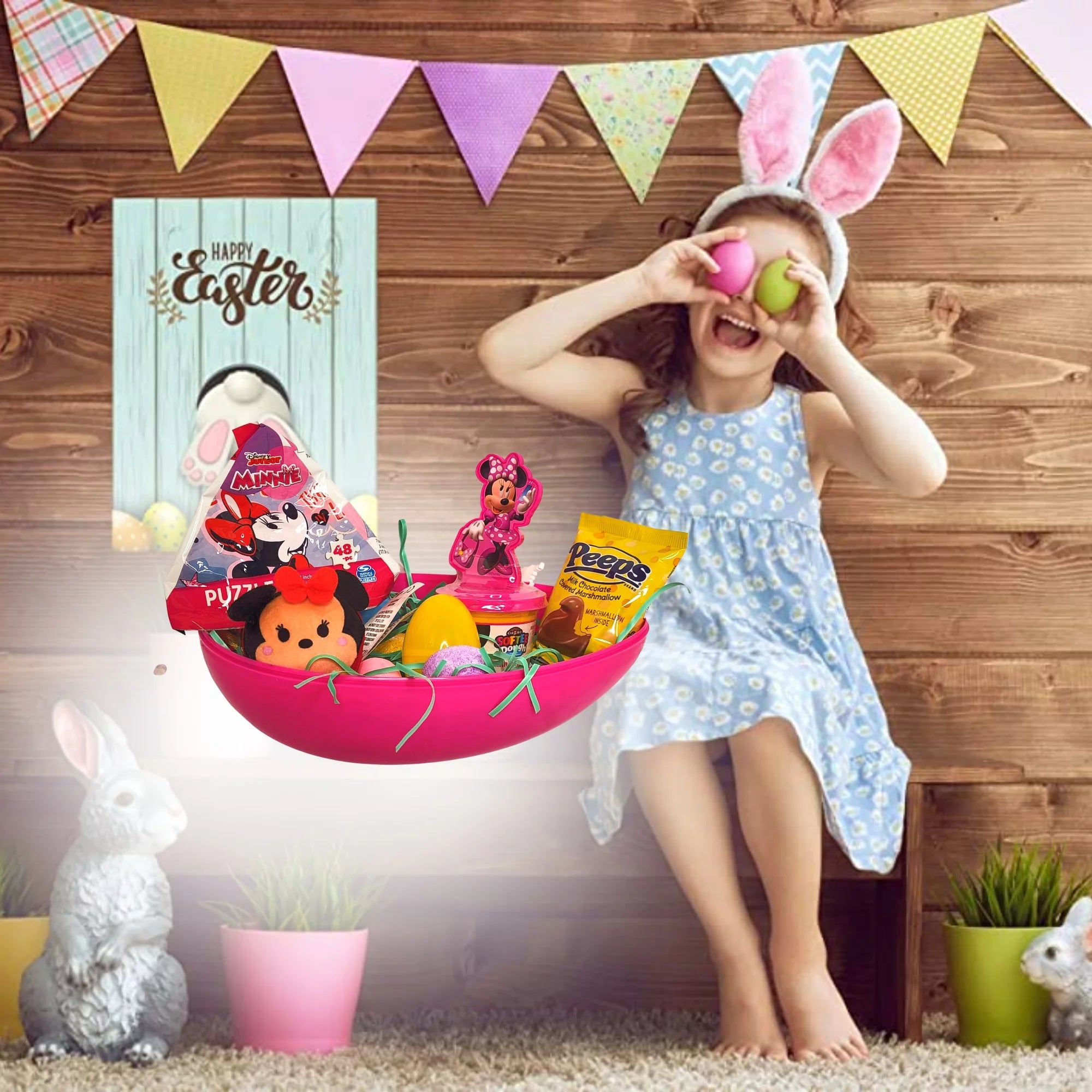 Jumbo Easter Egg with Plush Toy, Dough Figure, Candies & Reusable Container R5577