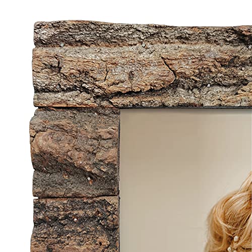 Rustic Wood Picture Frame with Real Bark, Tabletop or Wall Mounting V667