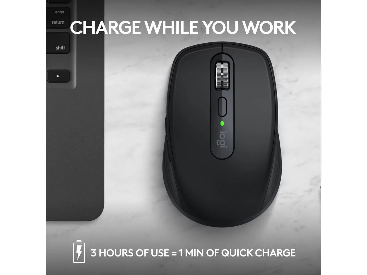 Compact Wireless Mouse, 8K DPI, Quiet Clicks, Bluetooth, USB C Q441411