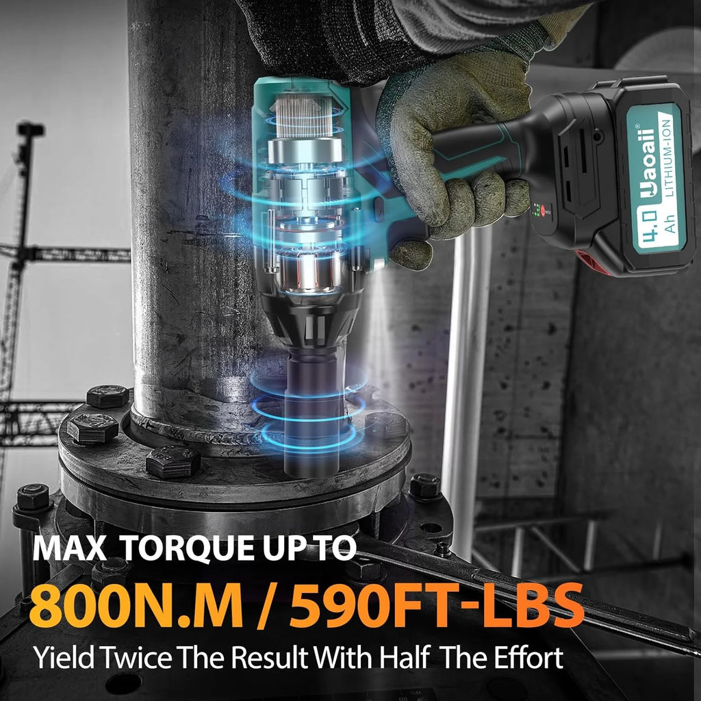 Cordless Impact Wrench High Torque, 1/2" Battery Impact Gun with 2 Batteries, Charger & Storage Box R64255