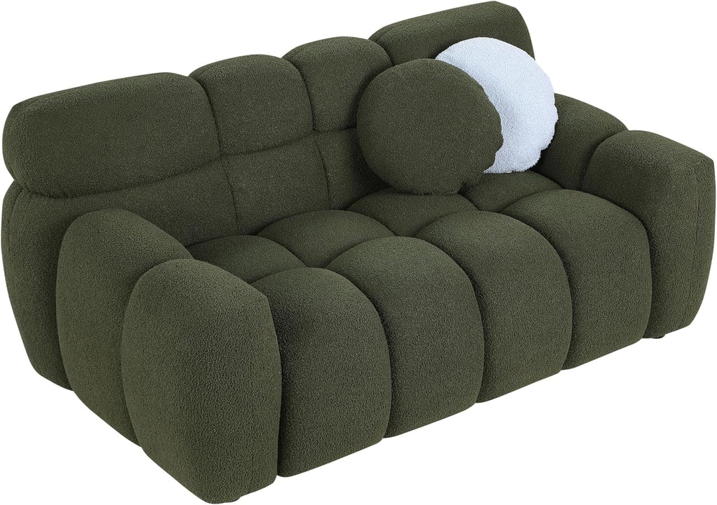 Modern Loveseat Sofa Olive Green Recliner Couch with Pillows Z75210