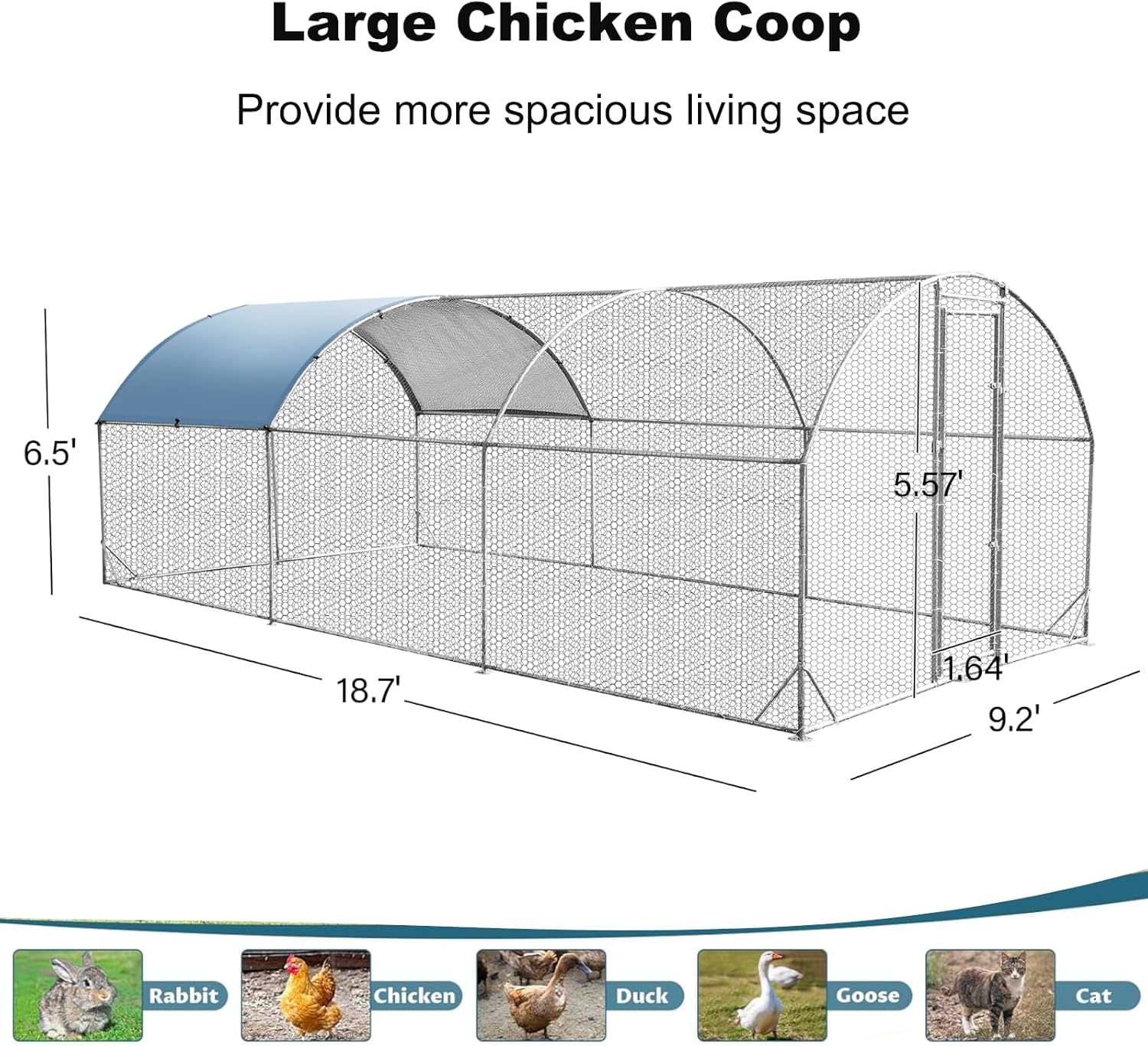 Large Metal Chicken Coop Walk-in Poultry Cage with Waterproof Cover for Outdoor Use F2254