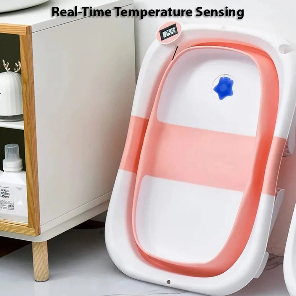 Foldable Newborn Baby Bathtub with Pillow and Temperature Sensor X22087
