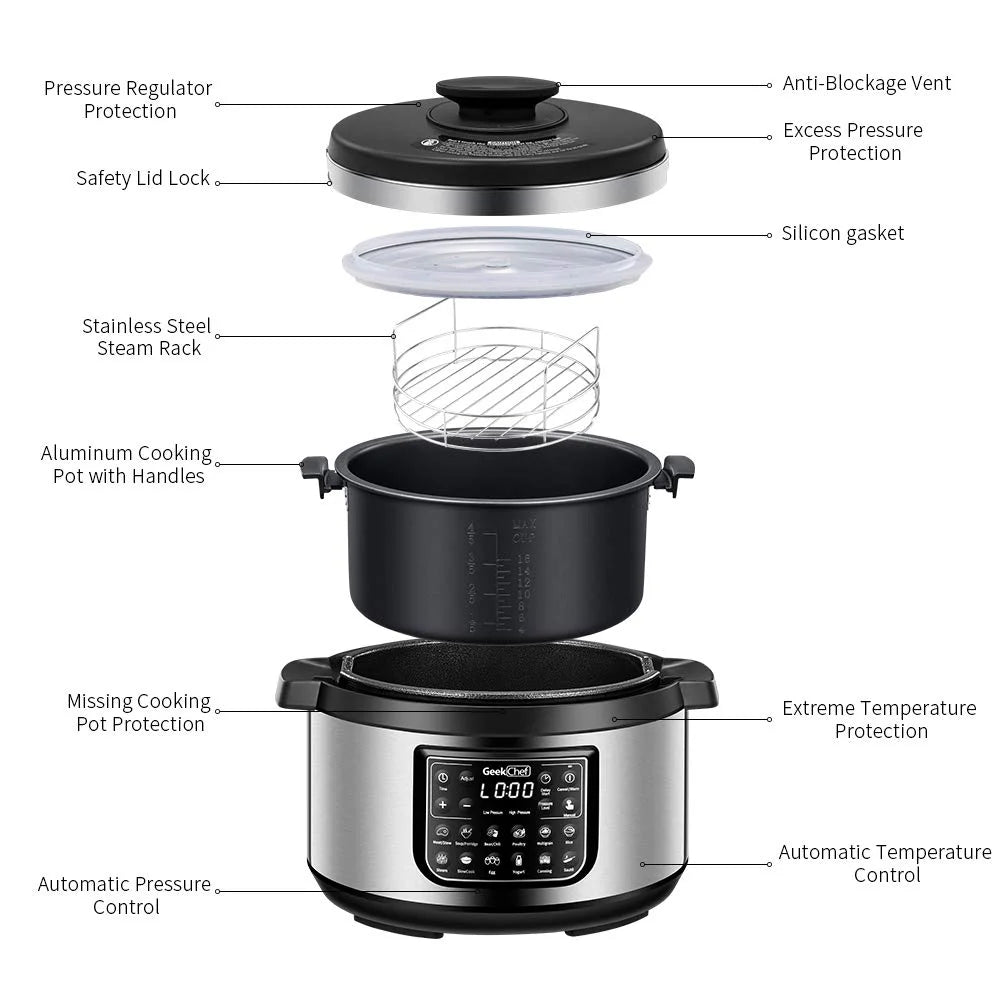 12-In-1 Electric Pressure Cooker, Stainless Steel E938