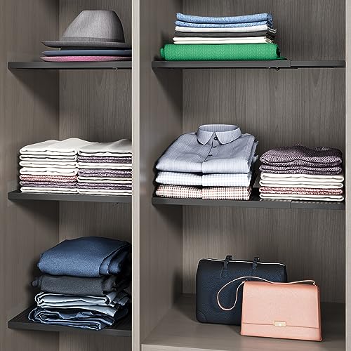 Expandable Closet Shelf Organizer, Adjustable Storage Rack, White, Set of 2 Z954367