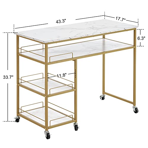 Multifunctional Nail Table with Rolling Wheels, White B14029