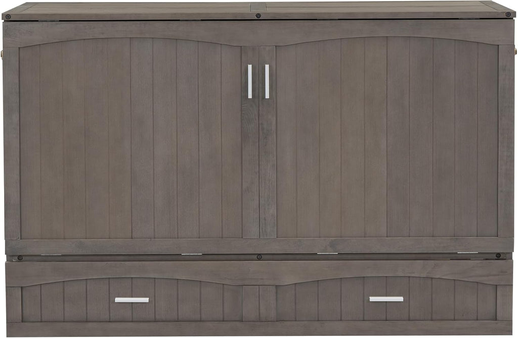 Murphy Bed Cabinet with Drawer and Charging Station, Foldable for Small Spaces G14337