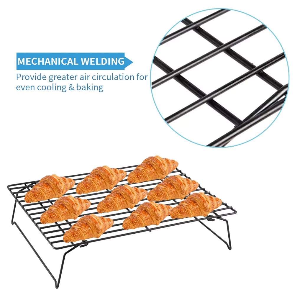 3-Tier Stackable Cooling Rack with Folding Legs, Stainless Steel, 15"x10" Z725693