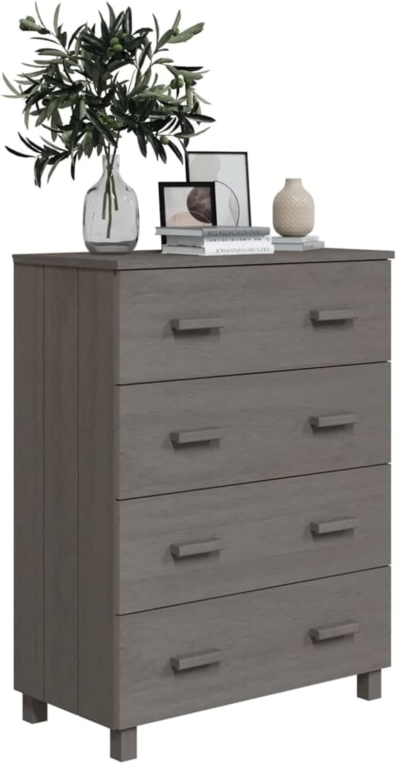Sideboard Buffet Cabinet with 3 Drawers, Pine Wood, Light Gray P2675