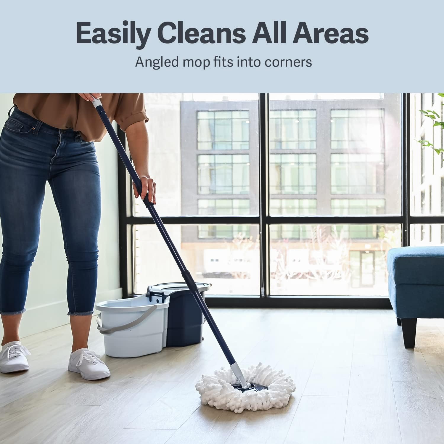 2-Bucket Spin Mop and Mopping Bucket Set with Refill M39601