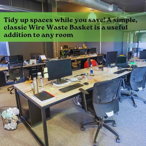 Wire Mesh Round Waste Basket, 9 Inch, Open Top, Black R372942