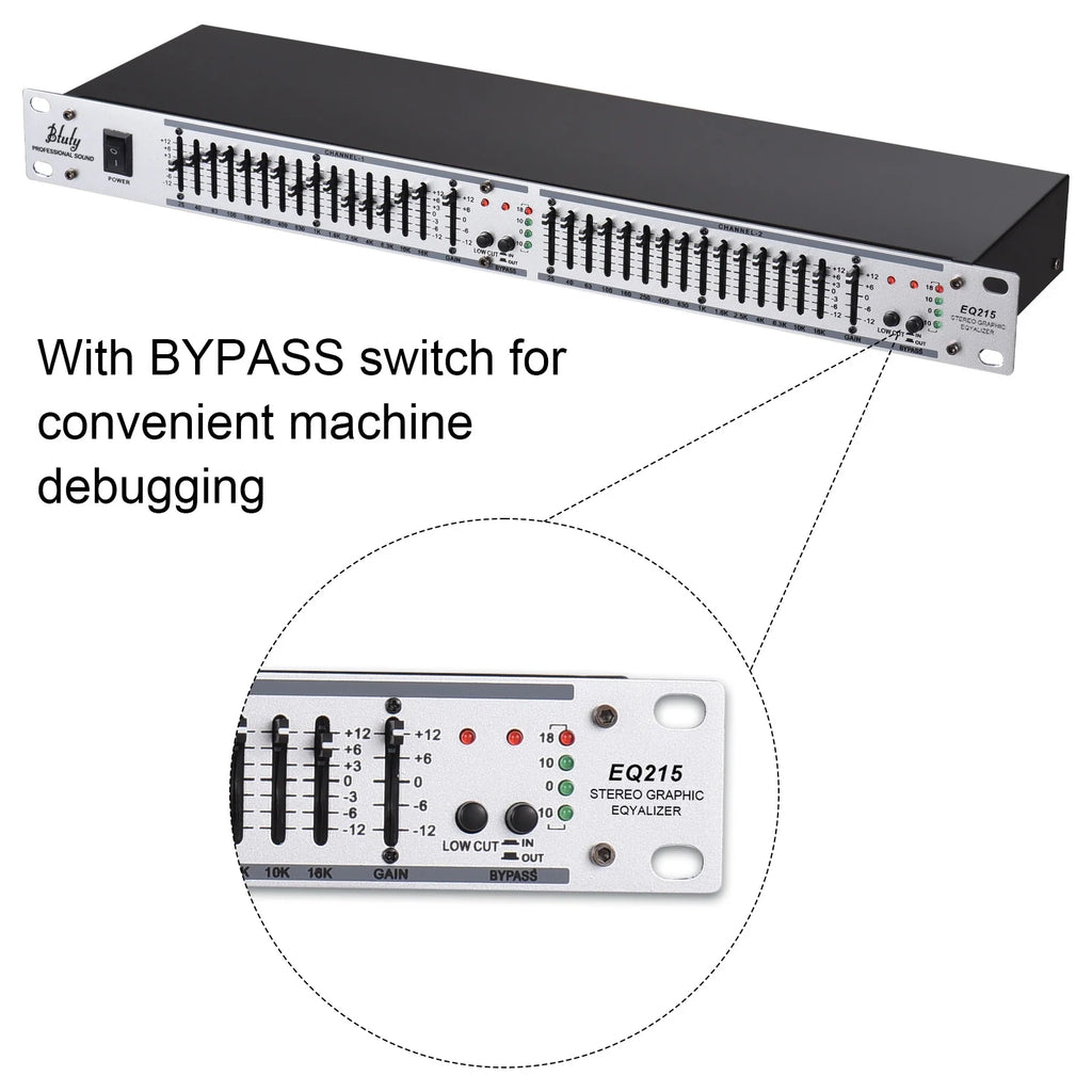 Dual Channel 15-Band Graphic Equalizer, 1U Rack Mount J604